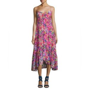 Saloni Inga Pink Floral Sleeveless Midi Dress